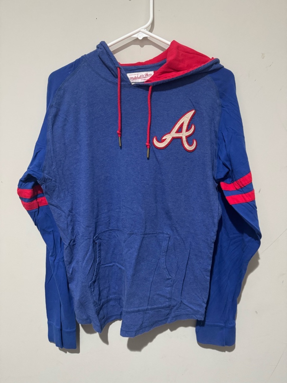 Mitchell & Ness Royal Blue Hoodie with Red Accents Atlanta 'A' Patch